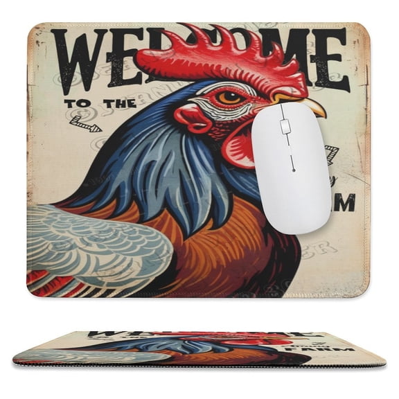 Funny Rooster Printed Mouse Pad, 10"x12", Non-Slip Rubber Base MousePads for Computer Laptop Men Women Kids