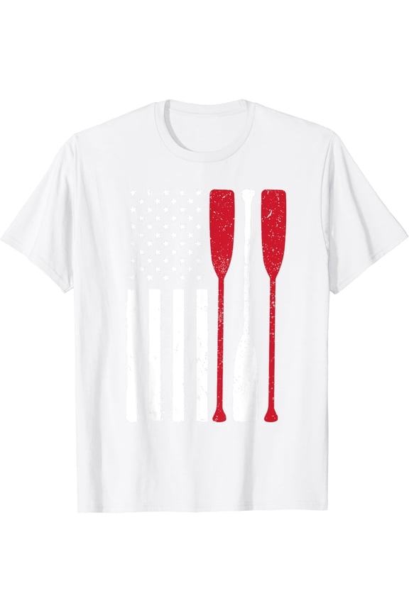 Funny Rowing Art Men Women US America Flag Coxswain Row Crew T-Shirt