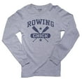 thumbnail image 1 of Funny Rowing Chick Crew Team Oars Logo Graphic Men's Long Sleeve Grey T-Shirt, 1 of 2