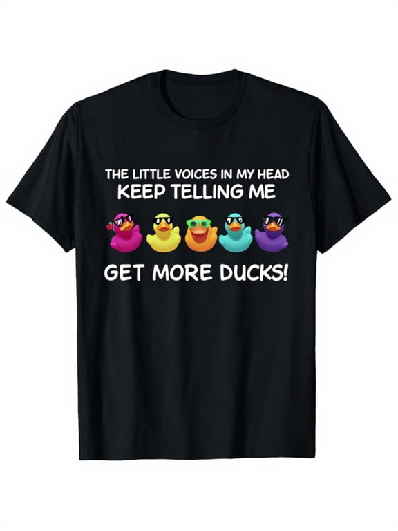 Funny Rubber Duck T-Shirt for Women Men The Little Voices In My Head Get More Ducks Graphic Tee Casual Short Sleeve Novelty Top