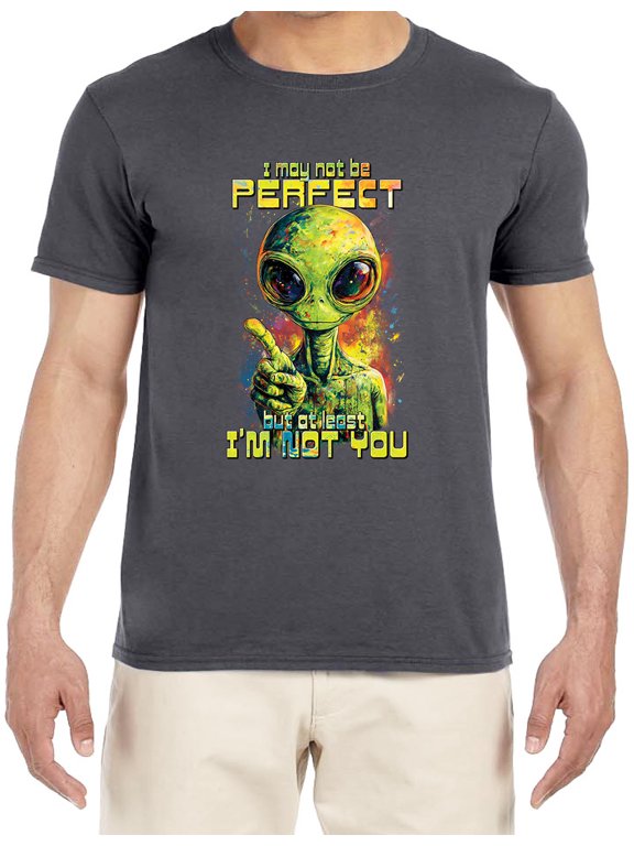 Funny Rude Alien Face T-shirt Mens Graphic Tees Short Sleeve Gray