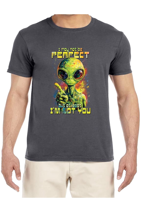Funny Rude Alien Face T-shirt Mens Graphic Tees Short Sleeve Gray