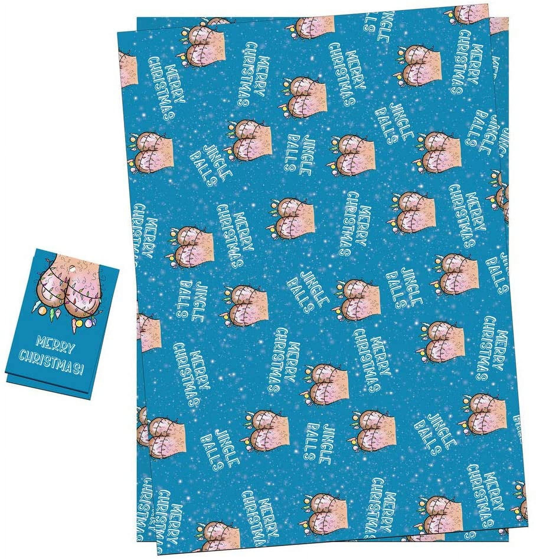 Christmas Wrapping Paper Sheets + Gift Tags (Pack 2) Funny Rude Santa  Pulling A Mooney Design For Men & Women