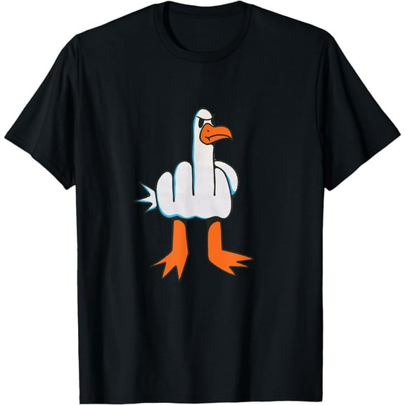 Funny Rude Seagull, Chicken Beach T-Shirt