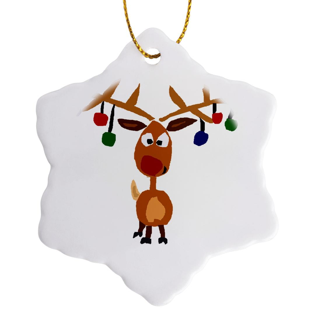 3drose, Funny Rudolph the Red Nosed Reindeer Christmas Art, 3 inch ...