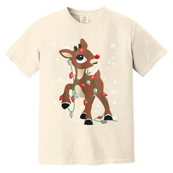 Funny Rudolph The Red Nosed Reindeer Christmas Light Gift Comfort Color T-Shirt