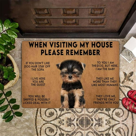 Funny Rug for Room Yorkie When Visiting My House Remember Doormat Humors Dog Sayings Door Mat for Entrance Welcome Mats Non Slip Decoration Entrance Rugs for Porch Home 16x24 inch