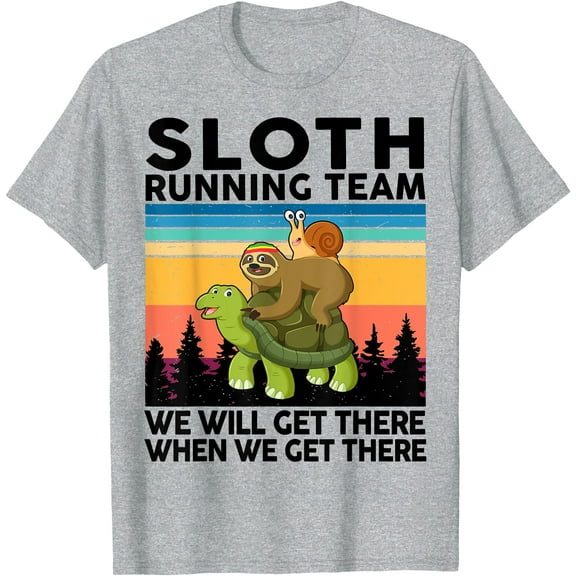 Funny Running Sloth Team Chill Attitude Unisex T-Shirt for Men Women Kids Toddler,Sport Grey Color,Size YXS