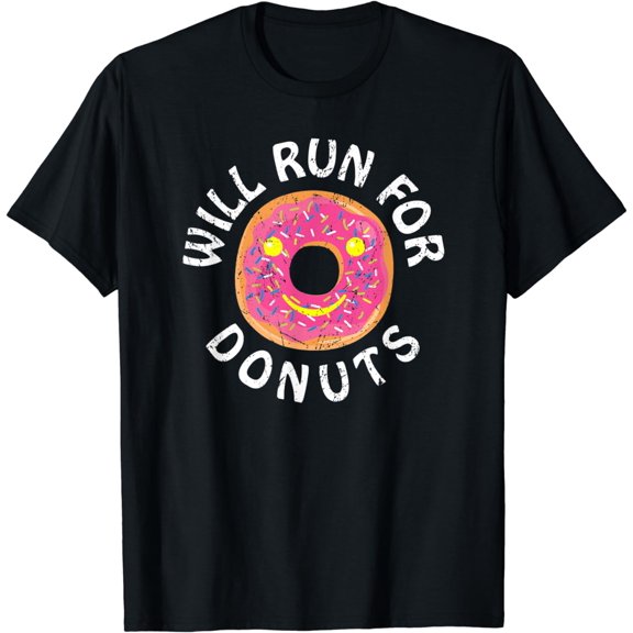 Funny Running T-Shirt With Sweet Graphic Will Run For Donuts