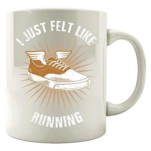 Funny Running 11 oz Coffee Mug - Tennis Shoe With Wings White Ceramic Gift