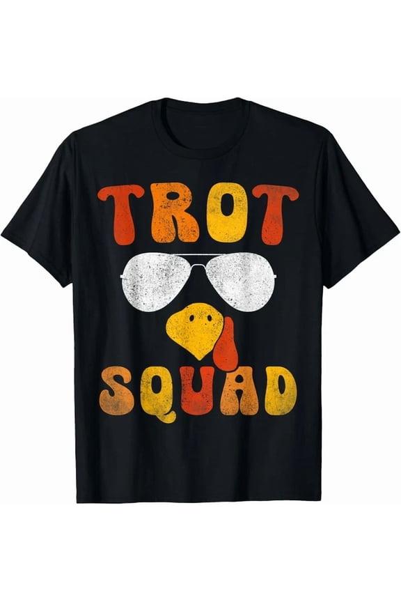 Funny Running Turkey Sunglasses Trot Squad Thanksgiving T-Shirt