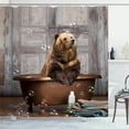 thumbnail image 1 of Funny Rustic Brown Bear Shower Curtain, Cute Bear in Bathtub Bubble Farmhouse Barn Door Bath Curtain,Kids Waterproof Fabric Curtain for Bathroom Decor With Hooks 69*70in, 1 of 3