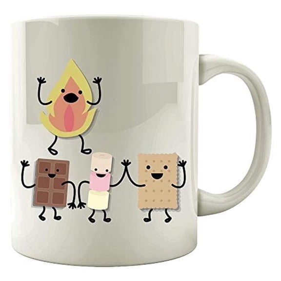 Funny S'mores 11 oz Coffee Mug - Humorous Fire Chocolate Marshmallow White Ceramic Gift