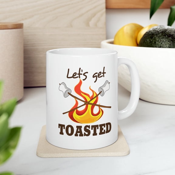 S'mores 11 oz Coffee Mug - Let's Get Toasted White Ceramic Gift