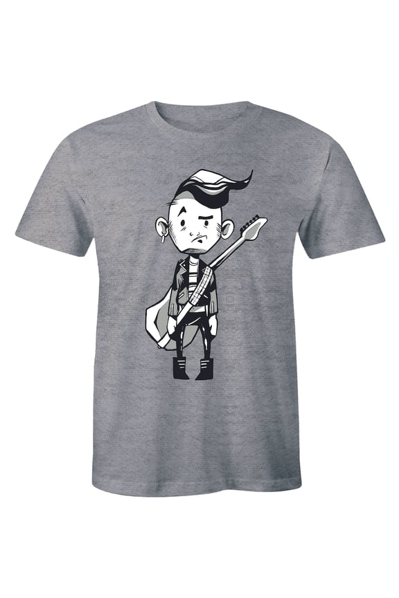 Funny Sad Face Boy Guitar Short Sleeve Crew Neck for Men Gitf T-Shirt