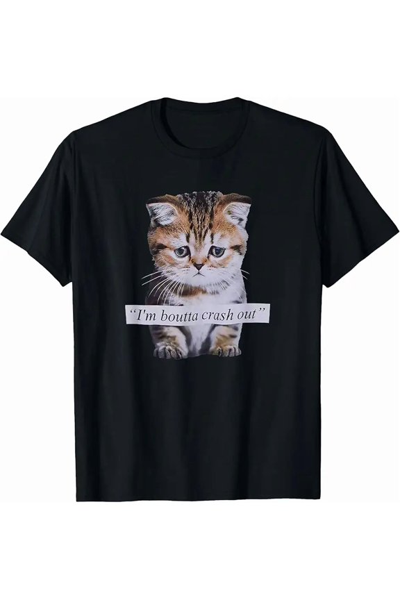 Funny Sad Kitten Graphic for Pet Lovers Unisex Short Sleeve Cotton T-Shirt
