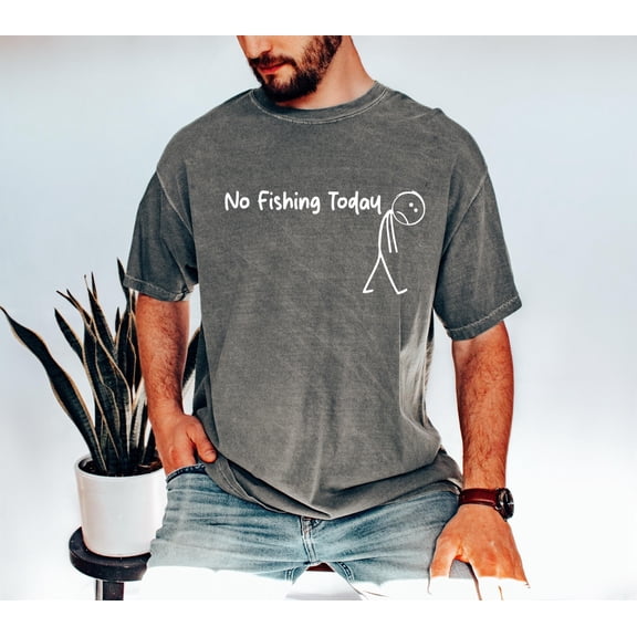 Funny Sad Stick Figure Fishing T-Shirt: Minimalist Unisex