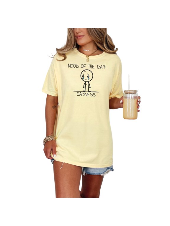Funny Sadness Mood TShirt, Mood of The Day Sadness Shirt, Emotional Expression Tee, Stick Figure Sad TShirt, Unique Gift for Friends, Butter Comfort Colors T-Shirt, 2XL