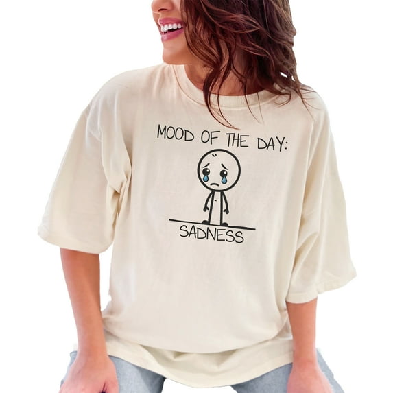 Funny Sadness Mood TShirt, Mood of The Day Sadness Shirt, Emotional Expression Tee, Stick Figure Sad TShirt, Unique Gift for Friends, Ivory Comfort Colors T-Shirt, Small