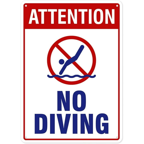 Funny Safety Signs Attention No Diving Rules Signs Swimming Pool Metal Tin Sign 8x12 Inch