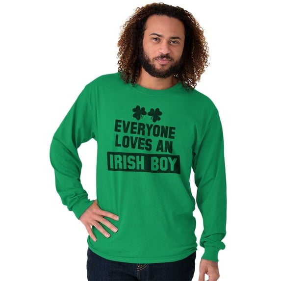 Funny Saint Patrick's Day Irish Boy Men's Long Sleeve Tee T Shirt Brisco Brands M