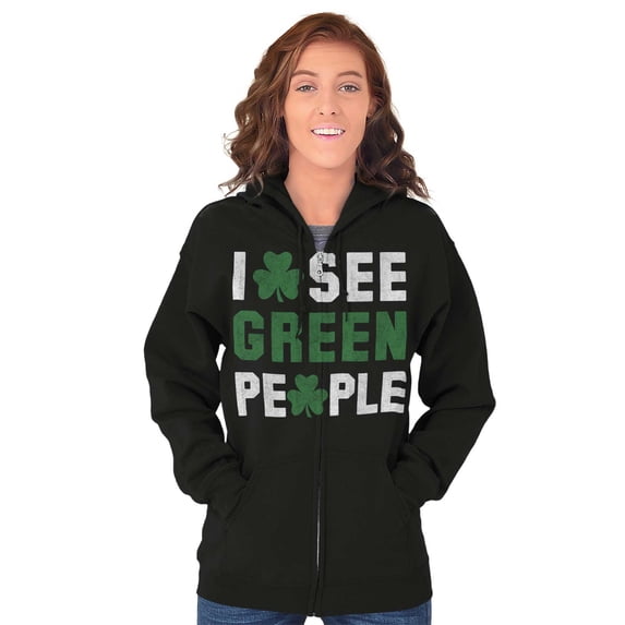 Funny Saint Patrick's Day Irish Pride Zip Up Hoodie Men's Women's Brisco Brands L
