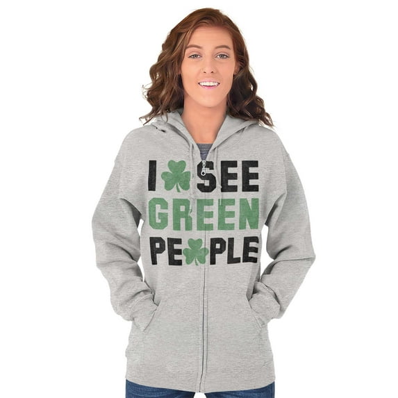 Funny Saint Patrick's Day Irish Pride Zip Up Hoodie Men's Women's Brisco Brands S