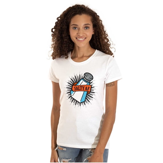 Funny Salty AF Sarcastic Joke Womens Slim Fit Graphic Tee Brisco Brands L