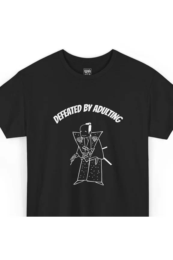 Funny Samurai T-Shirt Defeated By Adulting Japanese Ukiyo-e Vintage Graphic Tee