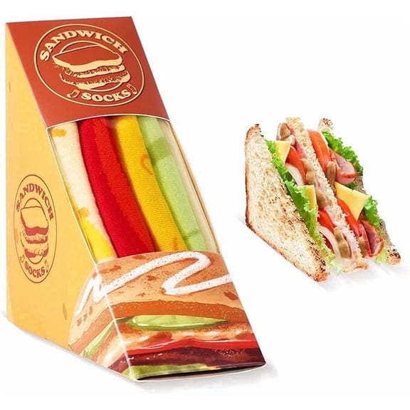 Funny Sandwich Socks Box for Men Women Teen Boys - Funny Gifts Novelty Sandwich Gifts Food Funky Cool Crazy Silly Socks-Fathers Birthday Valentine Gifts Ideas Christmas Stocking(1 pairs)