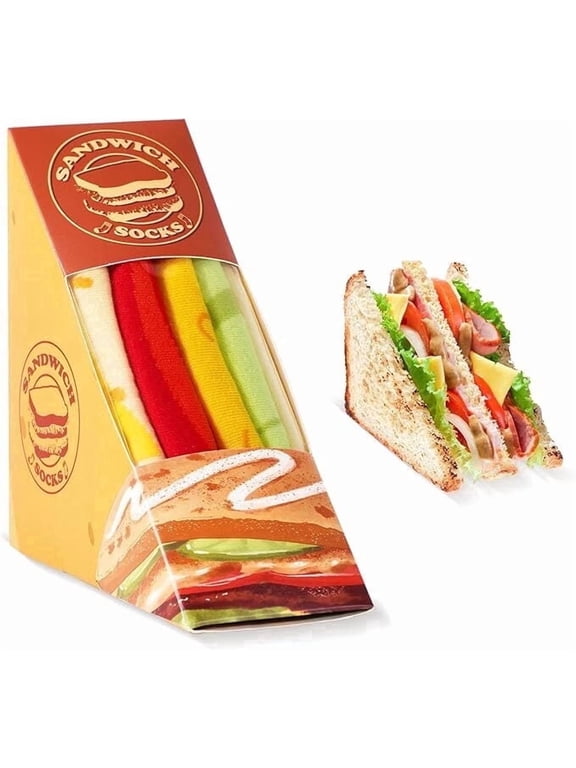 Funny Sandwich Socks Box for Men Women Teen Boys - Funny Gifts Novelty Sandwich Gifts Food Funky Cool Crazy Silly Socks-Fathers Birthday Valentine Gifts Ideas Christmas Stocking(1 pairs)