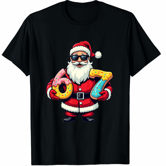 Funny Santa 67 Ice Cream Drip Christmas Xmas T-Shirt (Men's, Women's)