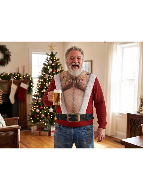 Funny Santa Abs Ugly Sweater,Hilarious Novelty Christmas Pullover for Men,Personalized Unisex Ugly Sweater,Chirstmas Gag Gift