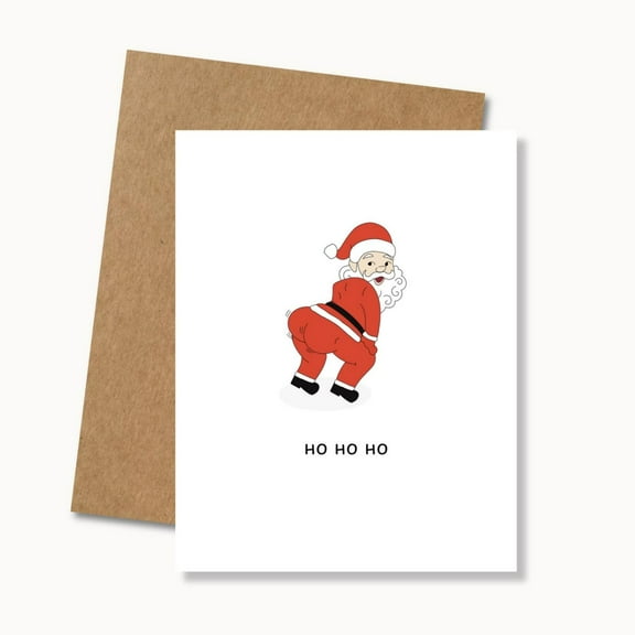 Funny Santa Card "Ho Ho Ho" Design Perfect for Christmas Greetings, Blank Inside with Envelope Included Hilarious Holiday Humor Card