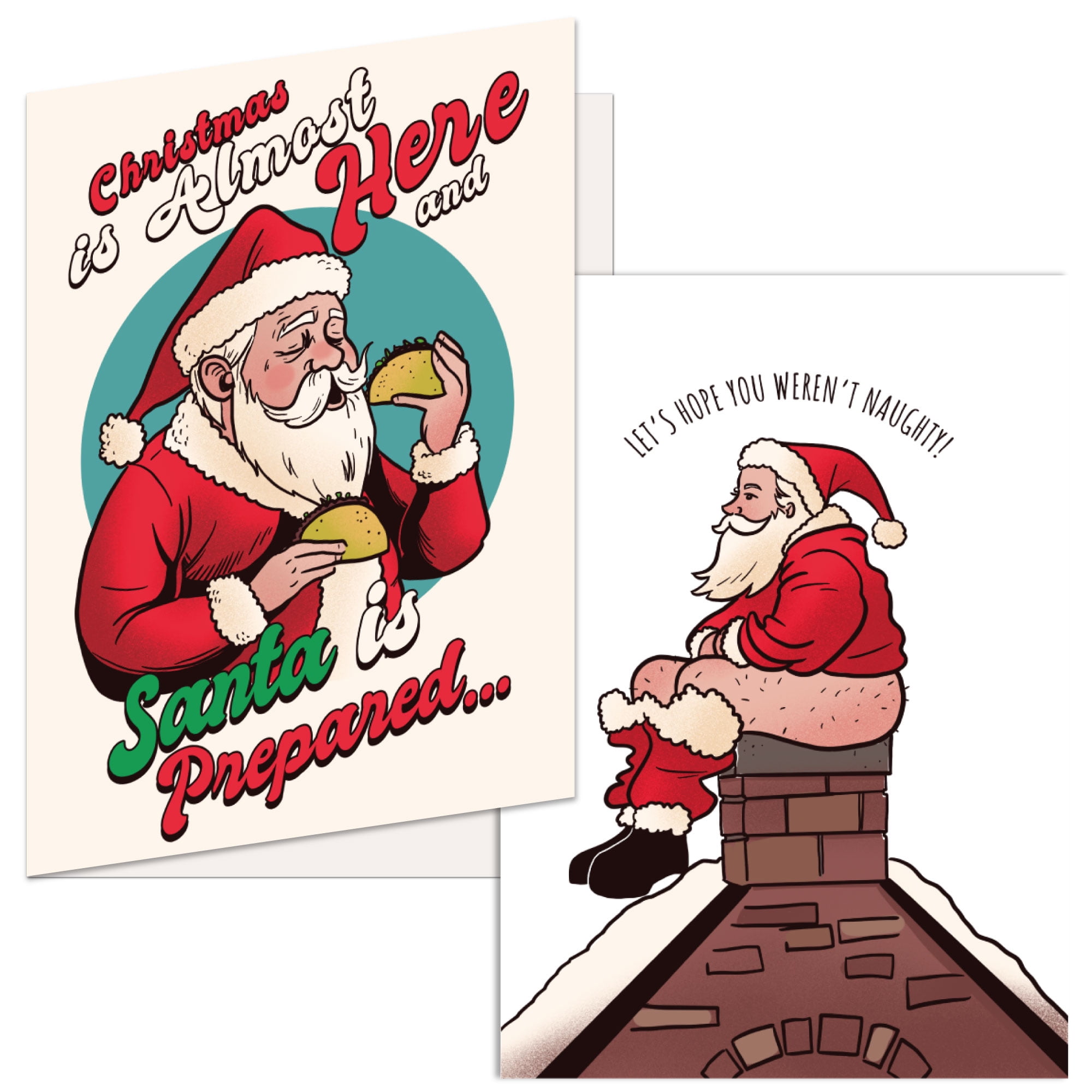 Funny Santa Chimney Christmas Card Funny Poop Joke Toilet Humor Card