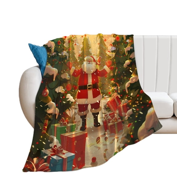 Funny Santa Claus Christmas for Women Men Kids Flannel Throw Blankets Soft Fuzzy Lightweight for Home Decor Couch Bed Sofa