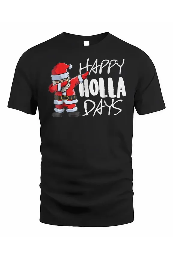 Funny Santa Dab Christmas T-Shirt Happy HOLLA Days!