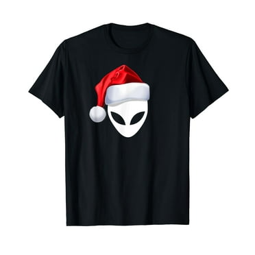 Funny Santa Hat Believer In Aliens Alien Head Christmas T-Shirt
