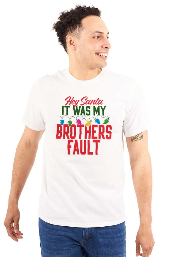 Funny Santa It Was My Brother's Fault Plus Size Crewneck Graphic Tee Shirt Brisco Brands 5X