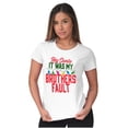 thumbnail image 1 of Funny Santa It Was My Brother's Fault Womens Fitted Plus Size Graphic Tee Brisco Brands 3X, 1 of 5