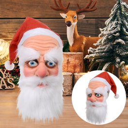 Inevnen Christmas Face Mask Santa Clause Latex Mask Headgear