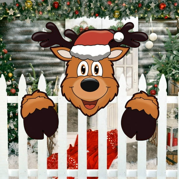 Funny Santa Peeking Outdoor Fence Sign-Weatherproof Yard Decoration for Christmas,Christmas Decorations,Christmas Gifts