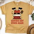 thumbnail image 1 of Funny Santa Shirt | Santa Stuck in Chimney Graphic Tee | Unisex Casual T-Shirt, Gold, Size M, 1 of 6