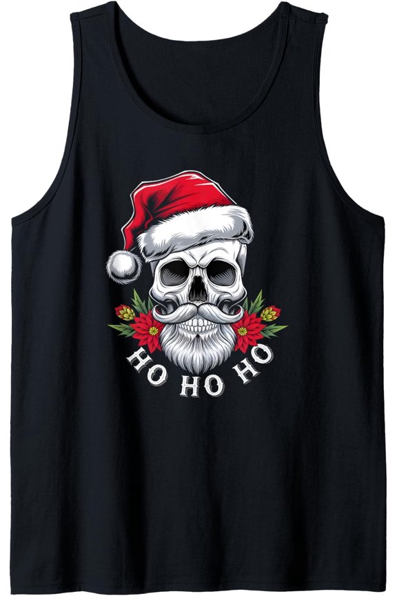 Funny Santa Sugar Skull Mexican Calavera Christmas Tank Top Size S-3XL