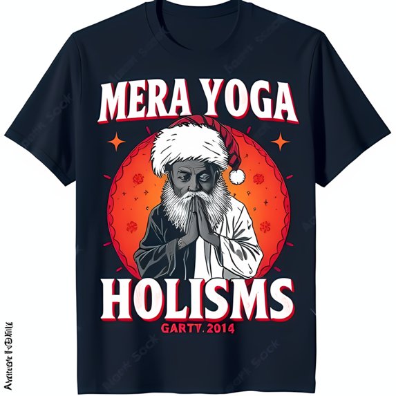 Funny Santa Yogi T-Shirt ' Yoga Holisms' Holiday Tee for Unique Christmas