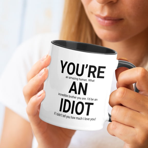 Funny Sarcastic Brother Mug 11oz Ceramic, Amazing Human Coffee Cup, Birthday Gift Idea for Brother from Sister Black