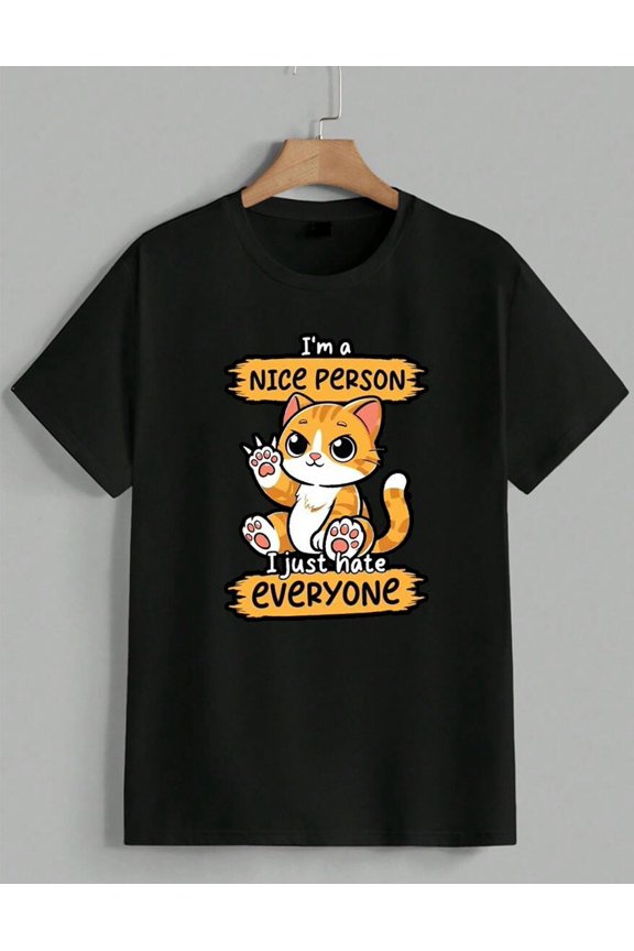 Funny Sarcastic Cat I'm A Nice Person I Just Hate Everyone Tee T-Shirt Unisex