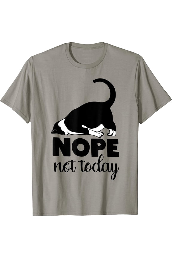 Funny Sarcastic Cat Lover "Nope Not Today" Graphic T-Shirt for Cat Moms Dads Pet Owners