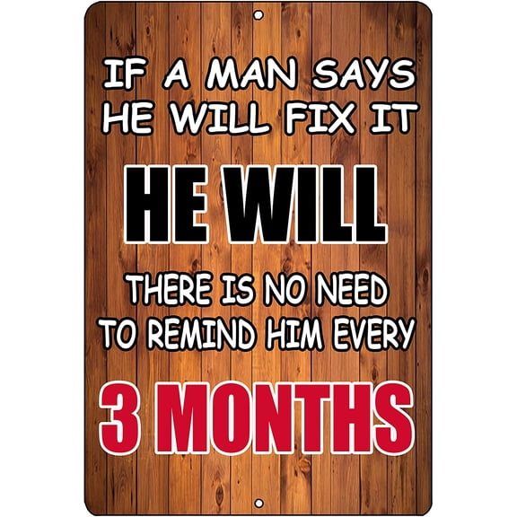 Funny Sarcastic Man Men Metal Tin Sign Wall Decor Man Cave Bar Fix It Repair Sign