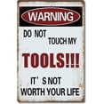 thumbnail image 1 of Funny Sarcastic Metal Tin Sign Man Cave Bar Decor Warning Does Not Play Well with Libles 12 x 8 Inches, 1 of 5